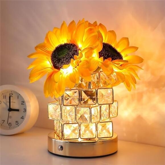 Sunflower Table Lamp Rechargeable Touch Night Light 3 Color Dimmable Gift for Wo - Picture 7 of 7